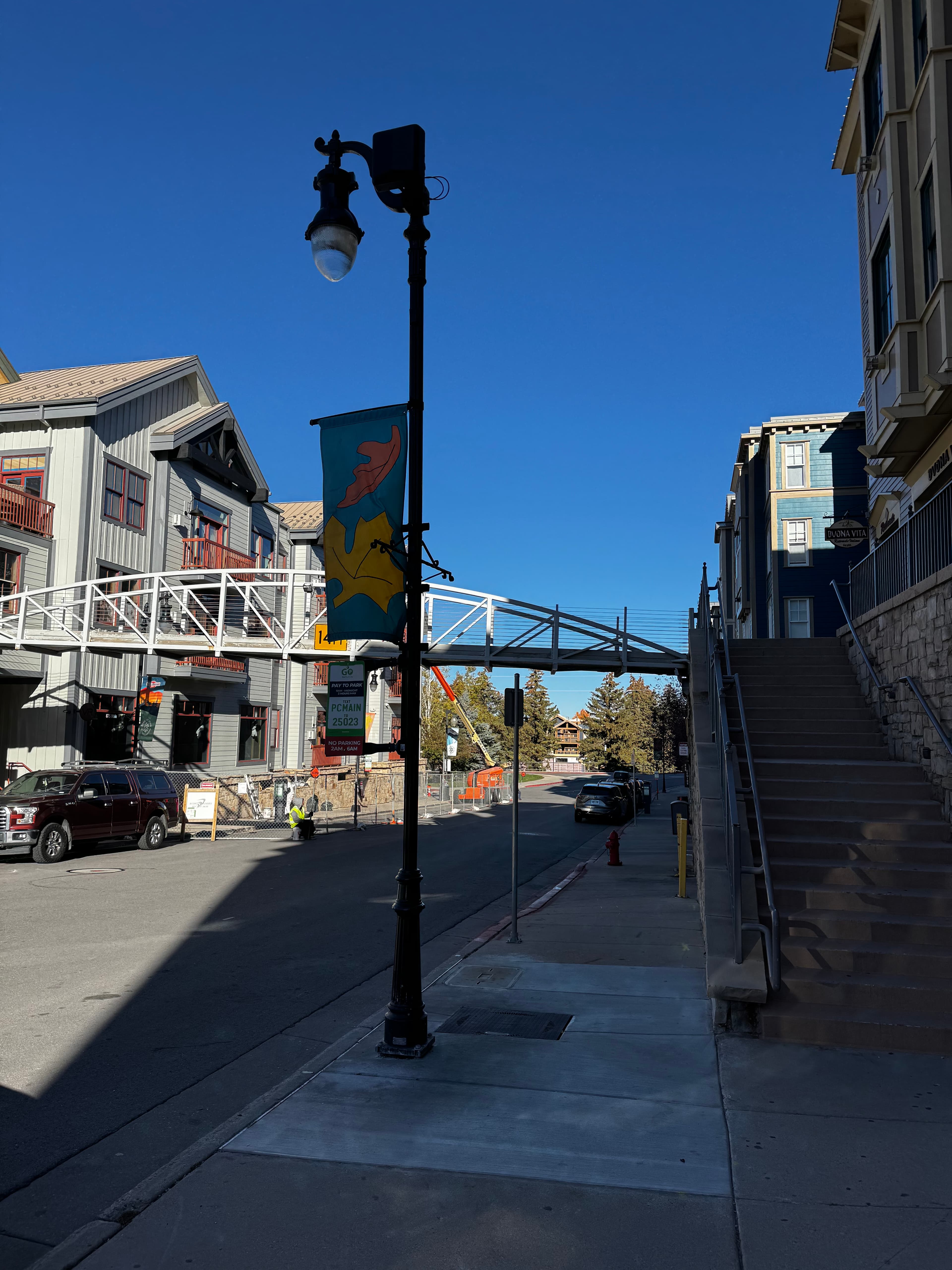 Park City Main Street showing pole infrastructure and streetscape integration